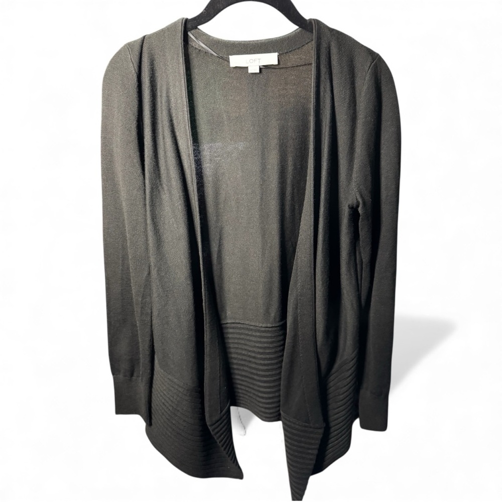 Loft Women's Open Front Cardigan Sweater- black